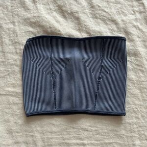 Strapless Ribbed Bandeau Top — Dark Navy